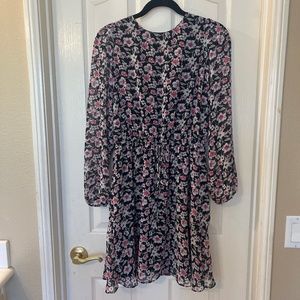 Long sleeve floral summer dress.